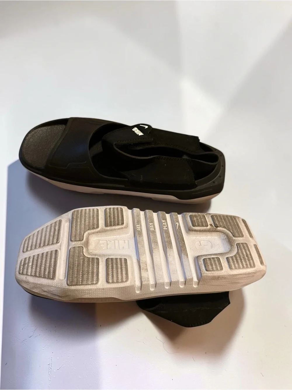 Nike All Day Play Youth Sandals Black & White Size 5.5Y (EU 38.5) Adjustable
